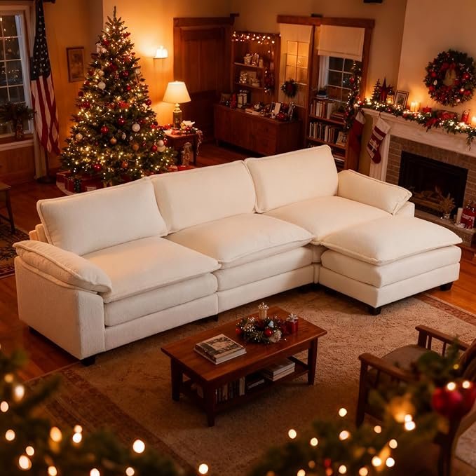 Sectional Sofa Modular Deep Seat Sofa Couch with Ottoman