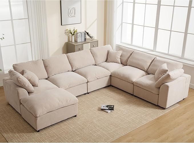 Large 7 Seat Corner Couches for Living Room, Spacious Space